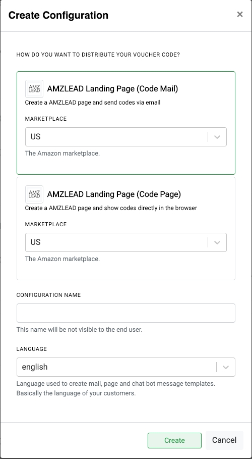 create configuration
